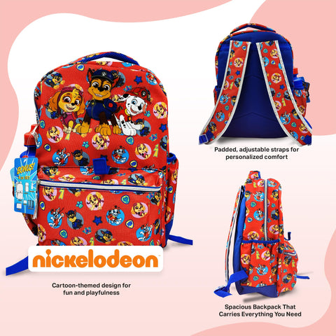 Paw Patrol Backpack 16 inch Kids Backpack with Lunch Box - 6 Piece Set for Kids