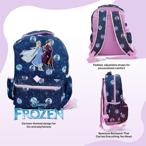 Disney Frozen Backpack 16 inch Kids Backpack with Lunch Box - 6 Piece Set for Kids