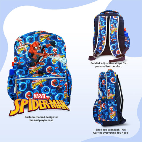 Spiderman Backpack 16 inch Kids Backpack with Lunch Box-6 Piece Set for Kids