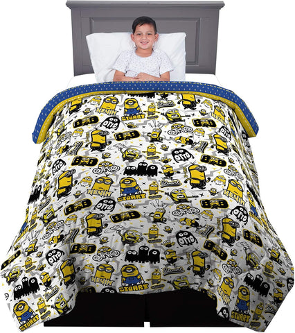 Minions The Rise of Gru (72 x 86)" Bedding Super Soft Microfiber Twin/Full Reversible Comforter for Kids