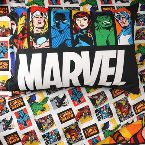 Marvel Comics Bedding Sheet Set 4 pcs Twin Bed in Bag Set for Kids - Reversible Comforter, Flat Sheet, Fitted Sheet & Pillowcase