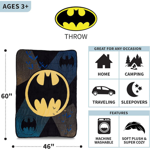Batman Kids Super Soft Lightweight Micro Raschel Throw Blanket- (46 x 60) inch