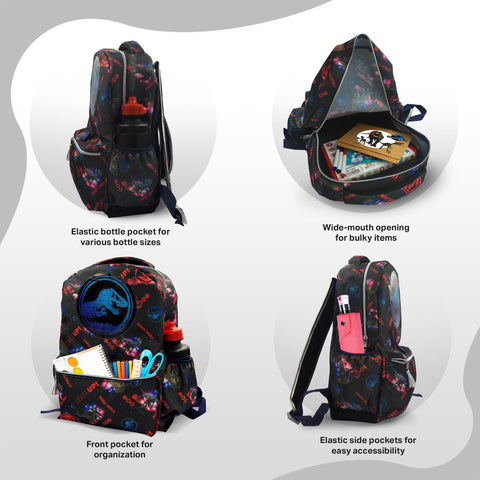 Jurassic Park Backpack 16 inch Kids Backpack with Lunch Box - 6 Piece Set