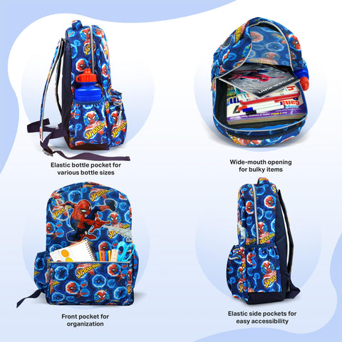 Spiderman Backpack 16 inch Kids Backpack with Lunch Box-6 Piece Set for Kids