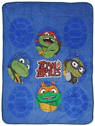 Jay Franco Teenage Mutant Ninja Turtles TMNT Head Kids Throw 46 X 60 Microfiber Blue