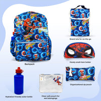 Spiderman Backpack 16 inch Kids Backpack with Lunch Box-6 Piece Set for Kids