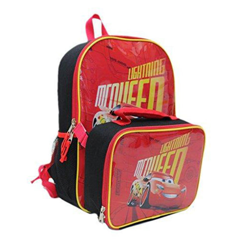 Disney Pixar Cars 3 Lightning McQueen Kids Backpack with Insulated Lunch Kit
