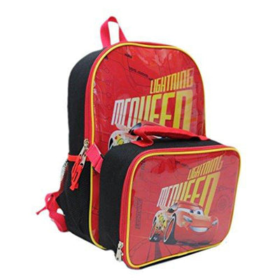 Disney Pixar Cars 3 Lightning McQueen Kids Backpack with Insulated Lunch Kit