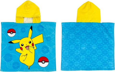 Pokémon Pikachu Hooded Towel Poncho Kids Beach Pool Bath Towel 24" x 22" Cotton