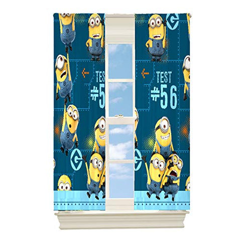 Minions Despicable Me Mishap 26 Window Curtain Panels  for Kids Room 42 X 63 Inch [Blue] - Two Panels Per Package