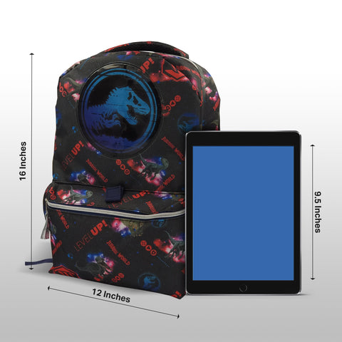 Jurassic Park Backpack 16 inch Kids Backpack with Lunch Box - 6 Piece Set