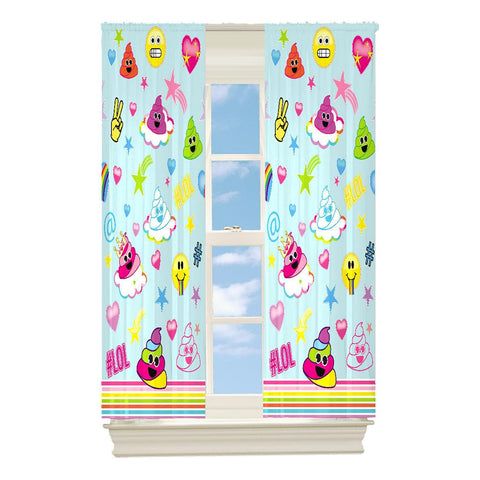 Emoji Raining Emoji's Room Drapes Panels for Kids Window Curtains - 2 Panels 42 X 63 Inch