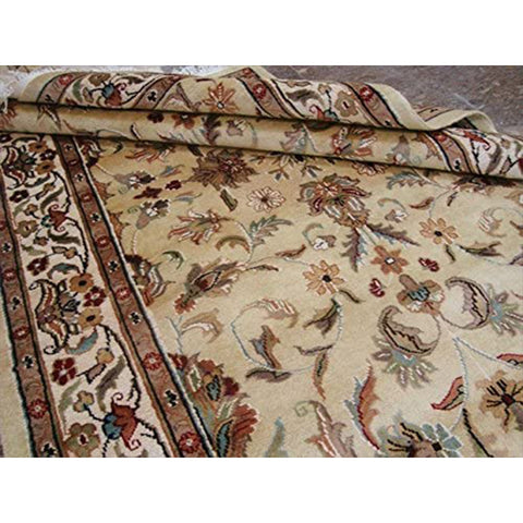 Wow Cream Ivory Medallion Floral Lovely Area Rug Hand Knotted Wool Silk Carpet (6 X 4)'