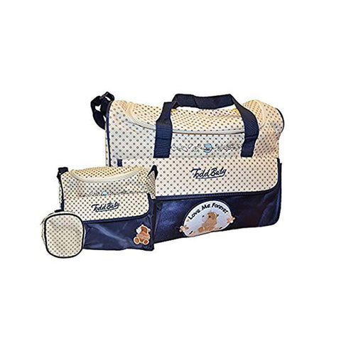 Todd Baby 4pc Food Bag Holder Set Diaper Nappy Changing Stylish Designed Strap Baby-Care Shoulder Bag (Blue)