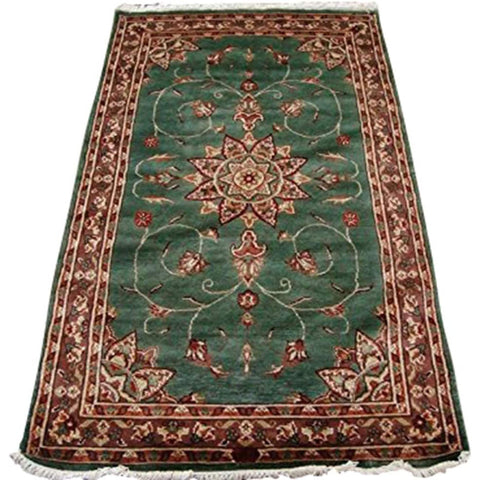 Wow Silver Grey Floral Medalion Area Rug Hand Knotted Wool Silk Carpet (5 x 3)'