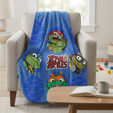 Jay Franco Teenage Mutant Ninja Turtles TMNT Head Kids Throw 46 X 60 Microfiber Blue