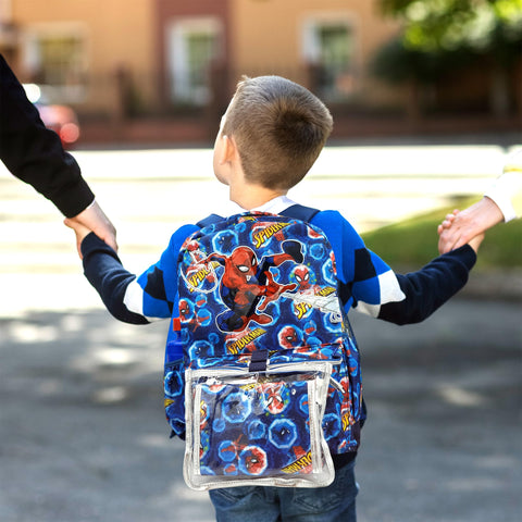 Spiderman Backpack 16 inch Kids Backpack with Lunch Box-6 Piece Set for Kids