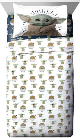 Star Wars The Mandalorian 4-Piece Twin Bedding Sheet Set for Kids