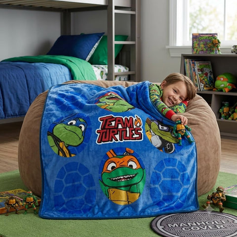 Jay Franco Teenage Mutant Ninja Turtles TMNT Head Kids Throw 46 X 60 Microfiber Blue