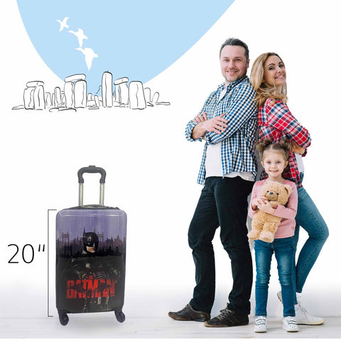 Fast Forward Batman Black Luggage 20 Inches Hard-Sided Tween Spinner Carry-On Travel Trolley Rolling Suitcase for Kids