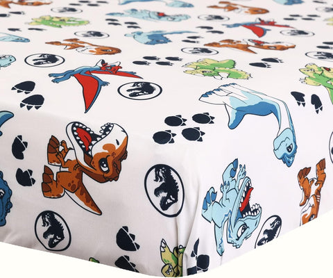 Jurassic World 3-Piece Ultra-Soft & Cozy Toddler Bedding Sheet Set for Kids - Comforter, Fitted Sheet & Pillowcase