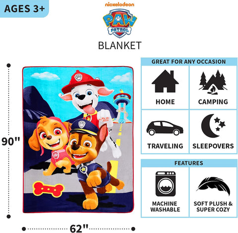 Paw Patrol Franco Kids Ultra Soft Micro Raschel Blanket 62 x 90 in