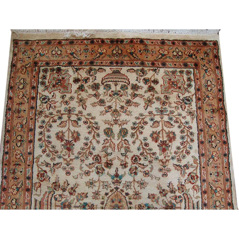 Wow Abrask Ivory Medallion Classic Area Rug Hand Knotted Wool Silk Carpet (6 x 4)'