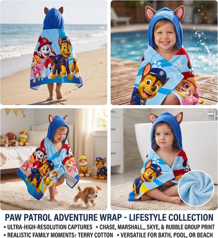Paw Patrol "Rescue Repeats" Hooded Towel Wrap for Kids