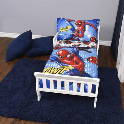 Marvel Spiderman 3 Pcs Toddler Bedding Sheet Set for Kids - Comforter, Fitted sheet, and a Pillowcase