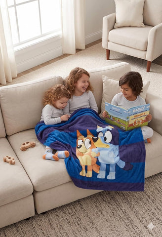 Jay Franco Bluey Super Soft Plush Blanket Blue Character 60 x 90 Inches Kids Throw Blanket for Bed