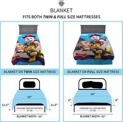 Paw Patrol Franco Kids Ultra Soft Micro Raschel Blanket 62 x 90 in