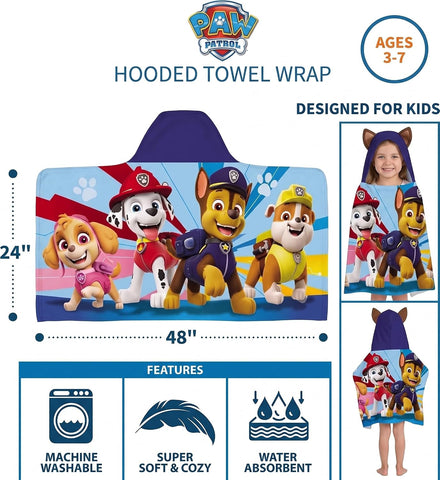 Paw Patrol "Rescue Repeats" Hooded Towel Wrap for Kids