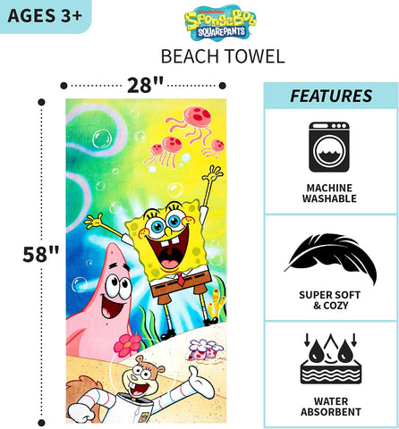 New Spongebob "Deep Dive 20" Beach Bath Towel for Kids