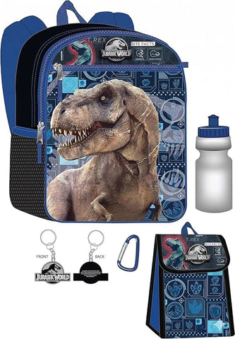 Jurassic Kids Backpacking Backpack With Lunch Bag 16" School Bag Boys-5Pcs