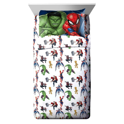 Marvel Avengers 4 Pcs Full Sheet Set for Kids- Flat & Fitted Sheet, 2 Pillowcase