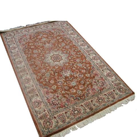 Wow Exclusive Exotic Burnt Orange Rust Rectangle Area Rug Hand Knotted Wool Silk Carpet (4 x 6)'