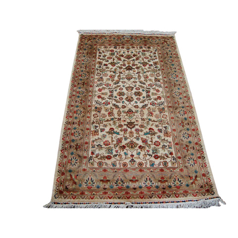 Wow Pestal Mute Flowers Oriental Area Rug Hand Knotted Wool Silk Carpet (5 x 3)'