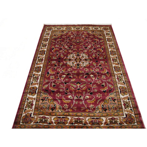 Wow Love Beauty Floral Oriental Area Rug Hand Knotted Wool Silk Carpet (6 x 4)'