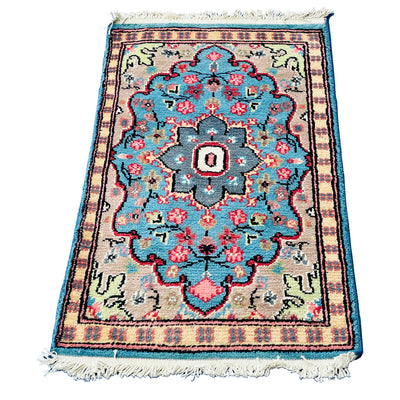 Al Ahmedani Linen Ferozi Floral Medallion Wonderful Design Rectangle Hand Knotted Area Rug Home Decor Wool Silk Indoor Carpet (3.0 x 2.0)'