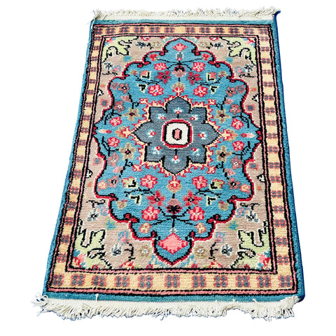 Al Ahmedani Linen Ferozi Floral Medallion Wonderful Design Rectangle Hand Knotted Area Rug Home Decor Wool Silk Indoor Carpet (3.0 x 2.0)'