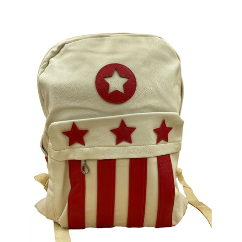 Generic Stylish 16" Durable Backpack With Stars and Stripes - Leather Backpack