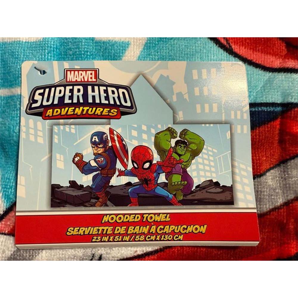 Marvel Super Hero Adventures (23 x 51)in Multicolor Hooded Towel for Kids – 100% Cotton