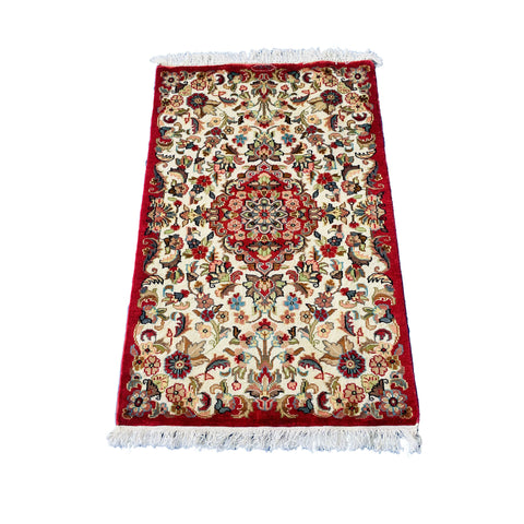 Al Ahmedani Linen Floral Medallion Rectangle Hand Knotted Wonderful Design Home Decor Area Rug Wool Silk Indoor Carpet (4.1 x 2.6)'