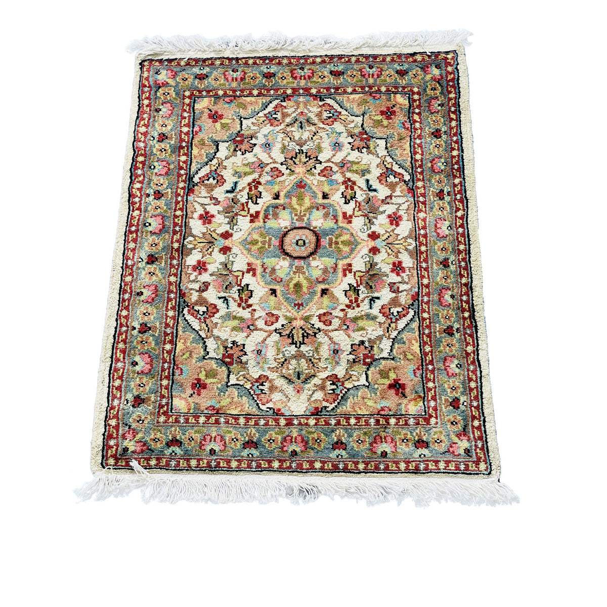 Al Ahmedani Linen Floral Medallion Rectangle Hand Knotted Wonderful Design Area Rug Home Decor Wool Silk Indoor Carpet (2.8 x 2.0)'
