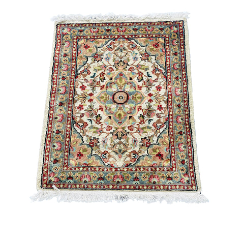 Al Ahmedani Linen Floral Medallion Rectangle Hand Knotted Wonderful Design Area Rug Home Decor Wool Silk Indoor Carpet (2.8 x 2.0)'