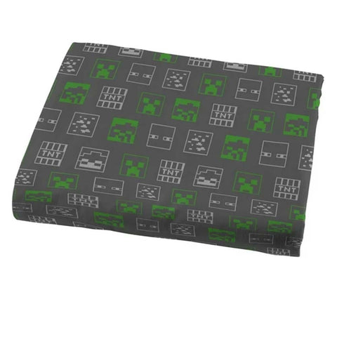Minecraft Icon Adventure 4-Piece Full Sheet Set for Kids - Flat Sheet, Fitted Sheet and 2 Pillowcases
