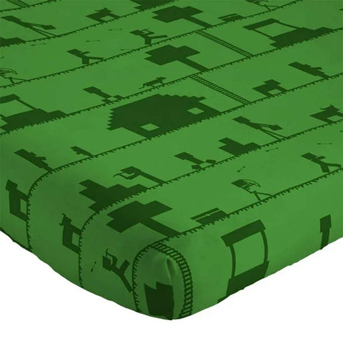 Minecraft Icon Adventure 4-Piece Full Sheet Set for Kids - Flat Sheet, Fitted Sheet and 2 Pillowcases