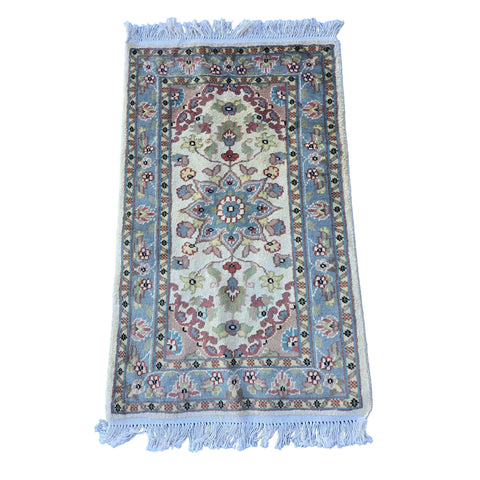 Al Ahmedani Linen Floral Medallion Rectangle Area Rug Wonderful Design Wool Silk Hand Knotted Home Decor Indoor Carpet (3.2 x 1.11)'
