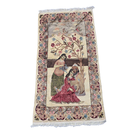 Al Ahmedani Linen Umre Khayam Rectangle Area Rug Wonderful Design Wool Silk Hand Knotted Home Decor Indoor Carpet (5.6 x 3)'
