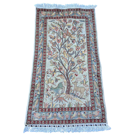 Al Ahmedani Linen Tree of Life Deer Birds Rectangle Area Rug Wonderful Design Wool Silk Hand Knotted Home Decor Indoor Carpet (5.3 x 2.11)'